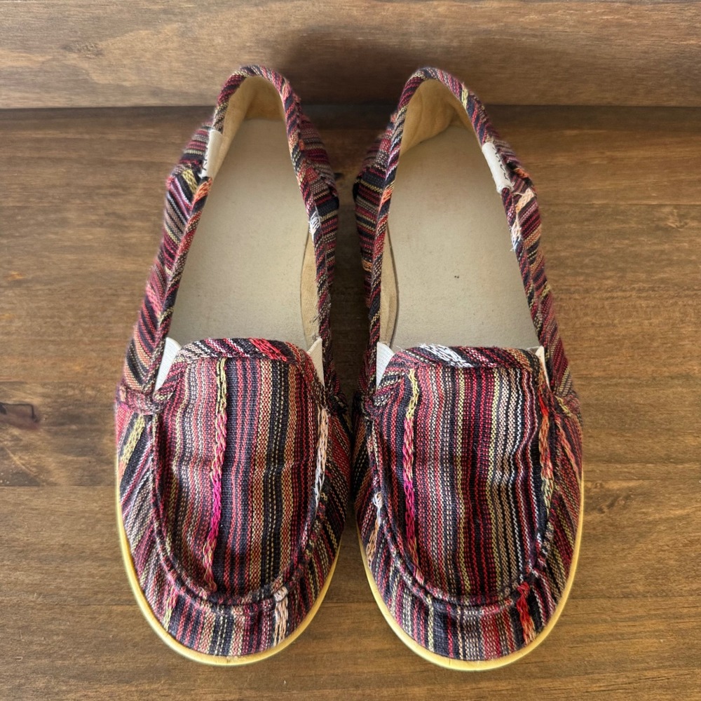 Roxy Shoes Womens Size 7 Lido Woven Striped Slip On Loafers Multicolor